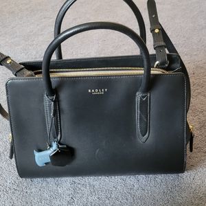 Radley London black leather crossbody purse.